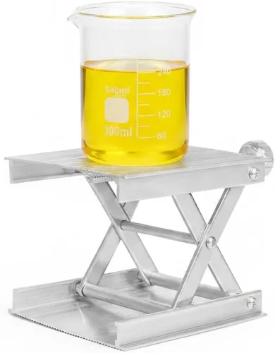 Vista 4 de Tookie Gato de tijeras de laboratorio, plataforma de gato de soporte de laboratorio con rueda de mano negra, plataforma de elevación de aleación