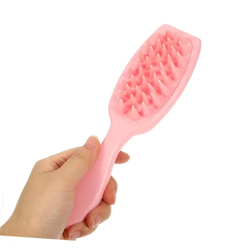 Vista 4 de Mikinona Cepillo de champú de mango largo, depurador de cuero cabelludo para cabello largo, masajeador de cabello, peine para caspa