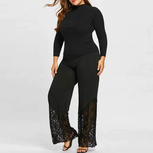Vista 2 de Pantalones acampanados de yoga para mujer, pantalones elásticos de teñido anudado, cintura alta, talla grande, pantalones palazzo largos y anchos