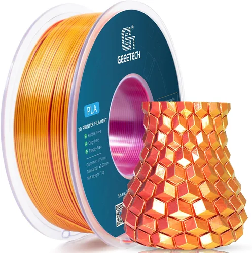 Vista 8 de GEEETECH Seda PLA Filamento para Impresora 3D 1.75mm, Filamento PLA de Doble Color Seda 1KG(2.2lbs), Precisión Dimensional +/- 0.02 mm, Filamento