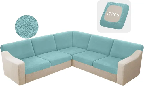 Vista 32 de HDCAXKJ - Fundas impermeables para cojín de sofá modular, fundas elásticas para cojín de sofá de esquina, fundas protectoras de muebles de jacquard