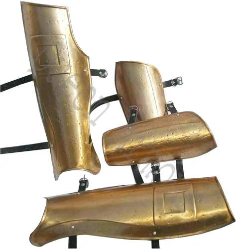 Vista 3 de Queen Armour Medieval 300 Spartan Arm Guard & Leg Guard Bracers Set Set Latón Armadura de Navidad Hombro Caballero Armadura medieval Armadura traje