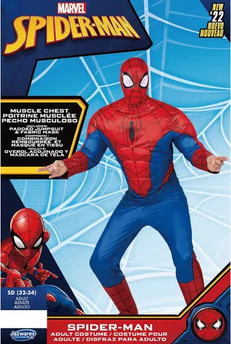 Vista 4 de Marvel - Disfraz de Spider-Man para adultos, disfraz de superhéroe de Spiderman para Halloween, con licencia