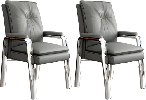 Vista 26 de PU Leather Conference Chair with Fixed Arms High-Back Ergonomic Mahjong Chair Chess Card Room Backrest Computer Chair Long-Term Sitting Mahjong