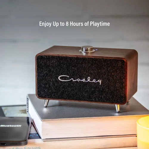 Vista 3 de Crosley CR3049A-WA Stanza Altavoz Bluetooth recargable portátil, nogal