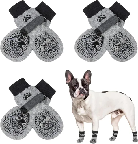 Vista 56 de SCENEREAL 6 piezas de calcetines antideslizantes para perros para prevenir lamido de patas para pavimento caliente/frío, calcetines de agarre