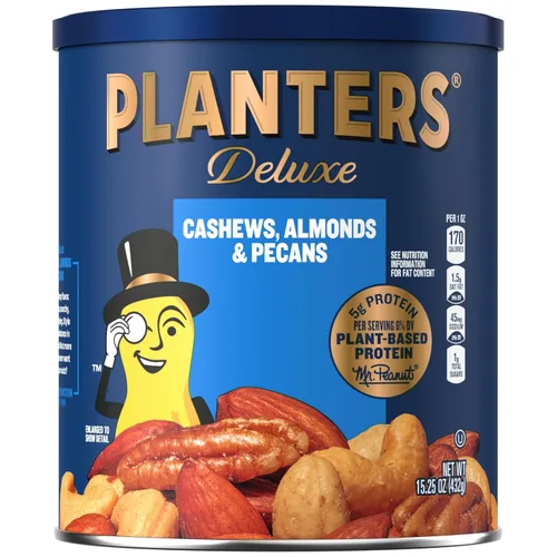 Vista 9 de PLANTERS - Nueces mixtas de lujo tostadas: anacardos, almendras, nueces de Brasil, pistachos y pecanas, proteína vegetal, bocadillo rápido