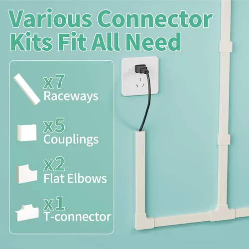 Vista 5 de Delamu Kit de cubierta de cable autoadhesivo de 100 pulgadas para TV montado en la pared, ocultador de cables pintable, sistema de gestión de cables