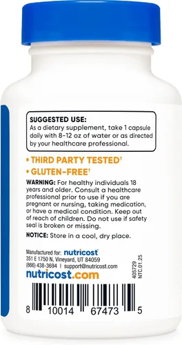 Vista 4 de Nutricost Yoduro de potasio (KI), 90 cápsulas, 65 mg de yoduro de potasio por porción, vegetariano, sin OMG y sin gluten