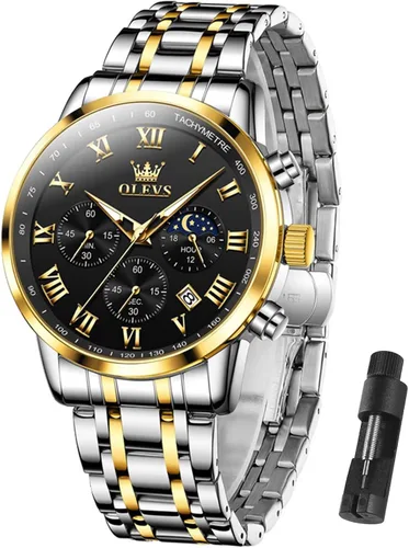 Vista 14 de OLEVS Reloj multifunción para hombre, cronógrafo luminoso impermeable con Negro/Negro