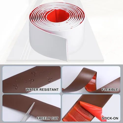 Vista 3 de uxcell Tira de transición de suelo autoadhesiva, tira de cubierta de puerta laminada de PVC de 3 pulgadas de ancho para puerta de menos de 3 Blanco