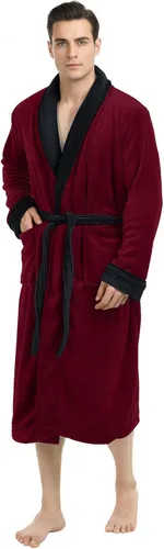 Vista 9 de NY Threads - Bata de baño de lujo en polar suave para hombre, bata de spa para hombre Negro