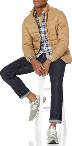 Vista 46 de Amazon Essentials Camisas de franela de manga larga para hombre, corte ajustado, a cuadros con botones