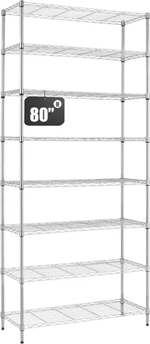 Vista 11 de Finnhomy Estantería de alambre de 8 niveles, estantería ajustable de alambre de acero, 14 x 36 x 80 pulgadas, 8 estantes de almacenamiento de metal