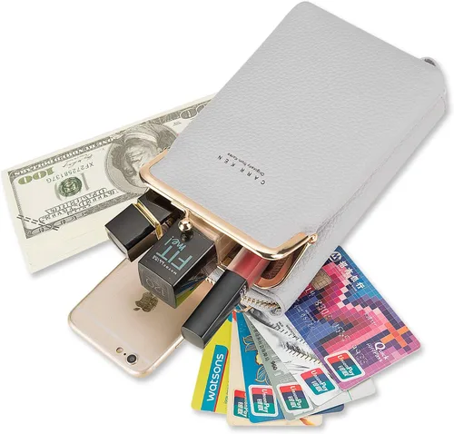 Vista 5 de Bolsa cruzada para teléfono celular, pequeña bolsa cruzada para teléfono celular, bolsa de hombro para teléfono celular, tarjetero y cartera, Gris