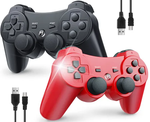 Vista 12 de OKHAHA Controller 2 Pack for PS3 Wireless Controller for Sony Playstation 3, Double Shock 3, Bluetooth, Rechargeable, Motion Sensor, Remote for PS3