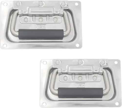 Vista 9 de 2 manijas con resorte, funda de hardware resistente para muebles, funda de anillo para caja de pecho, gabinete y altavoz con agarre de goma montado