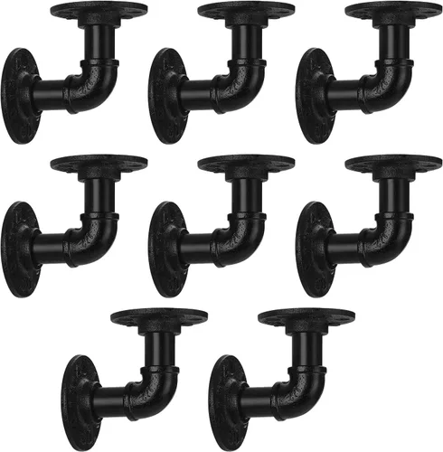 Vista 17 de Soporte de estante de tubo de 1/2 pulgada, soporte de estante flotante montado en la pared, soporte de metal colgante de pared punk de vapor