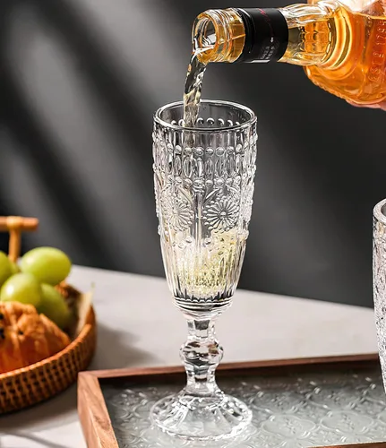 Vista 7 de Kingrol Paquete de 6 copas de champán de 5 onzas, copas de vino espumosas vintage para champán, cava y prosecco