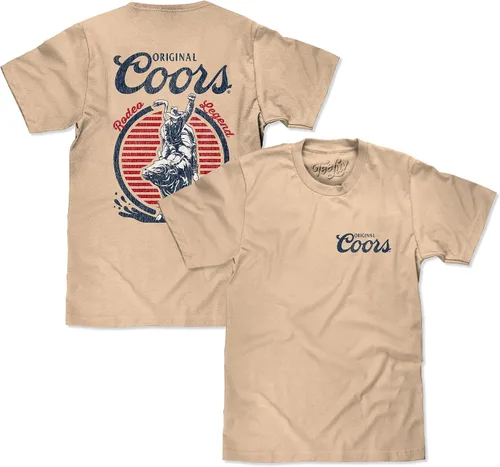 Vista 5 de Tee Luv Camisa original Coors Rodeo Legend con logotipo de cerveza de doble cara para hombre