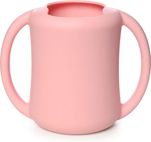 Vista 11 de PrimaStella Taza de entrenamiento de silicona para bebés y niños pequeños con asas (coral)