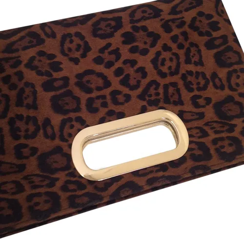 Vista 5 de JNB Embrague de leopardo pequeño con asa superior de ante sintético