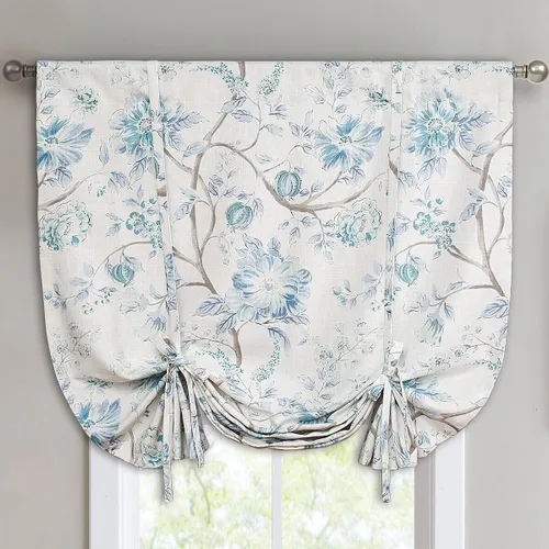 Vista 26 de VOGOL Cenefa de estilo rústico para filtrar la luz, con bolsillo para barra, cortina de cenefa de campo con estampado de pájaros para cocina, 52 x