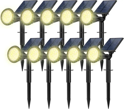 Vista 11 de Focos solares para exteriores, cambio de color, 7 modos/14 luces LED solares para exteriores, impermeables, RGB multicolor, luces solares