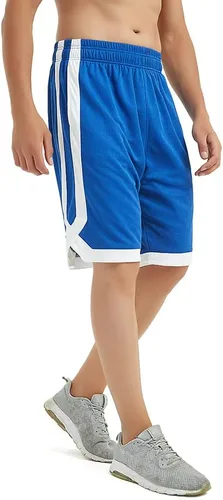 Vista 4 de TopTie Pantalones cortos de baloncesto de malla de 7 pulgadas con bolsillos para hombre, pantalones cortos deportivos activos de 2 tonos, pantalones