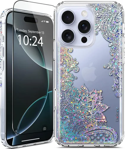 Vista 20 de Funda para iPhone 16, con protector de pantalla, linda para mujeres y niñas, funda protectora de grado militar de 10 pies para iPhone 16, funda