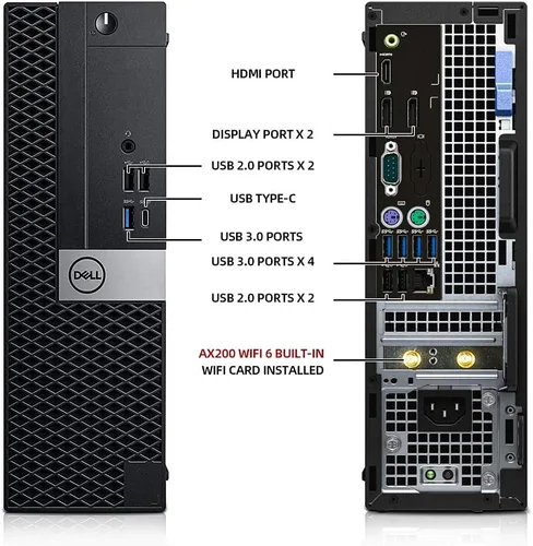 Vista 2 de Dell Computadoras de escritorio OptiPlex 7050 PC, Intel Core i7-6700 3.4GHz, 16 GB Ram 512 GB M.2 NVMe SSD+2TB HDD, Intel AX200 WiFi 6 integrado