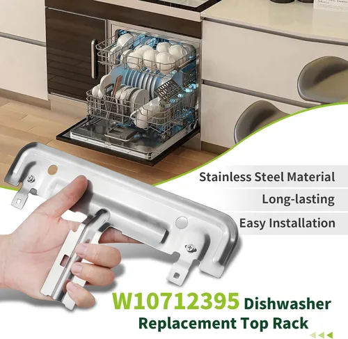 Vista 4 de W10712395 - Estante superior de repuesto para lavavajillas Kenmore Kitchenaid Whirlpool, repuesto W10350375 PS10065979 AP5957560. WDT730PAHZ0