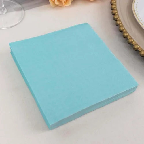 Vista 2 de Efavormart 50 Pack 5"x5" Servilletas azules de papel suaves de 2 capas, servilletas desechables para cóctel - 18 GSM