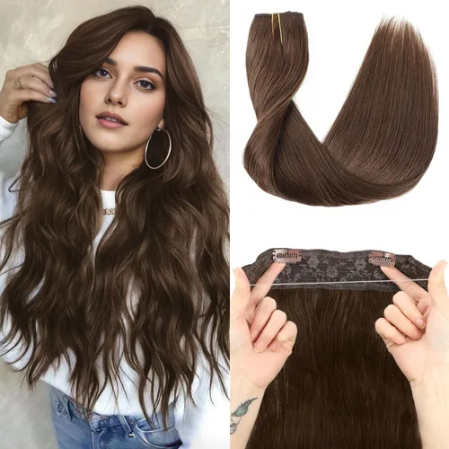Vista 16 de Tinashe Extensiones de cabello humano real con alambre, lacio, 12 pulgadas, 2.47 onzas, rubio claro, con reflejos rubio dorado, extensiones