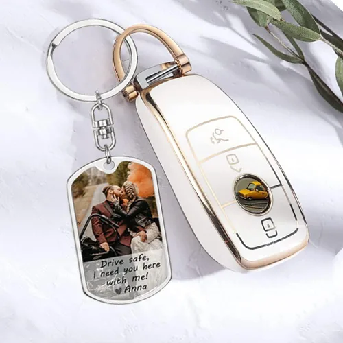 Vista 3 de Llavero personalizado para parejas llavero seguro para el conductor regalo para novio novia día de San Valentín Acción de Gracias Navidad