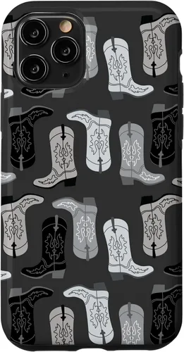 Vista 29 de Cowboy Boot Illustration Preppy Western in Black and White Case for iPhone 17