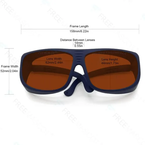 Vista 3 de FreeMascot OD 4+ 190nm-550nm/800nm-1100nm longitud de onda profesional gafas de seguridad láser para 405nm, 450nm, 532nm, 808nm, 980nm, 1064nm