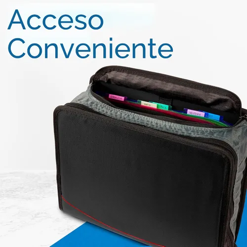 Vista 6 de Case-it Mighty Zip Tab - Carpeta escolar con cremallera Anillos tóricos de 3 pulgadas, capacidad de 600 hojas, carpeta de archivos expandible de 5