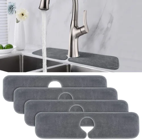 Vista 10 de PoYang Paquete de 2 Alfombrillas para Grifo de Fregadero de Cocina Protector contra Salpicaduras Corto: Alfombrilla de Microfibra Súper Absorbente