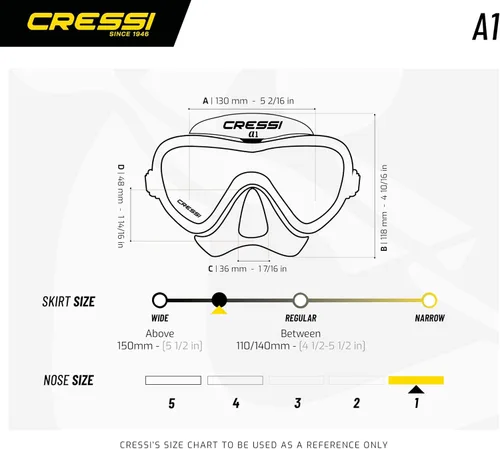 Vista 7 de Cressi Máscara de buceo y apnea antivaho de una sola lente - Falda de silicona para un ajuste flexible - A1: Diseñado en Italia