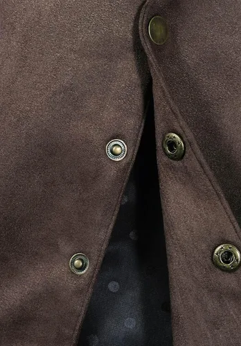 Vista 5 de Chaleco de piel de ante para hombre, estilo vintage, estilo vaquero, sin mangas, ajustado, para boda