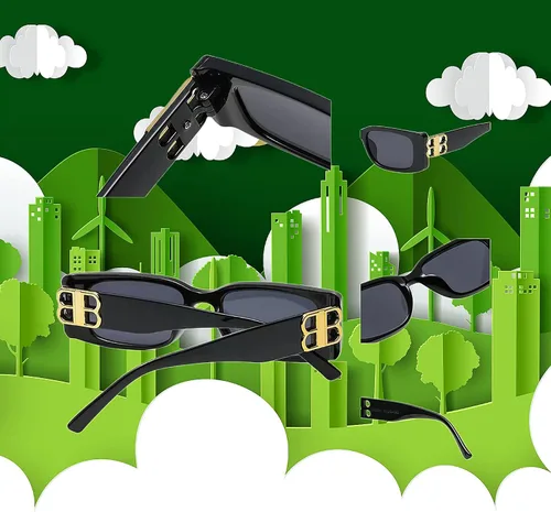 Vista 8 de Gafas de sol cuadradas rectangulares pequeñas Y2K de 5 piezas a granel para mujer UV400, Negro