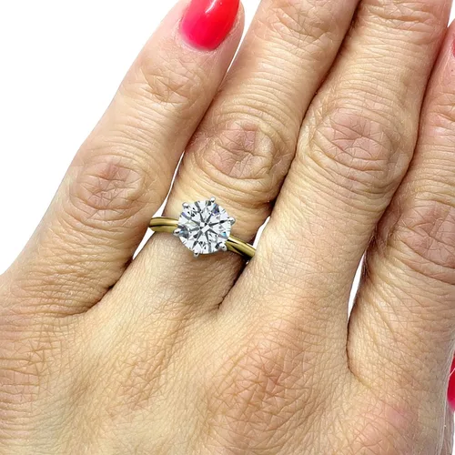 Vista 6 de Anillo de oro amarillo con circonita cúbica de 14 quilates y 6 puntas