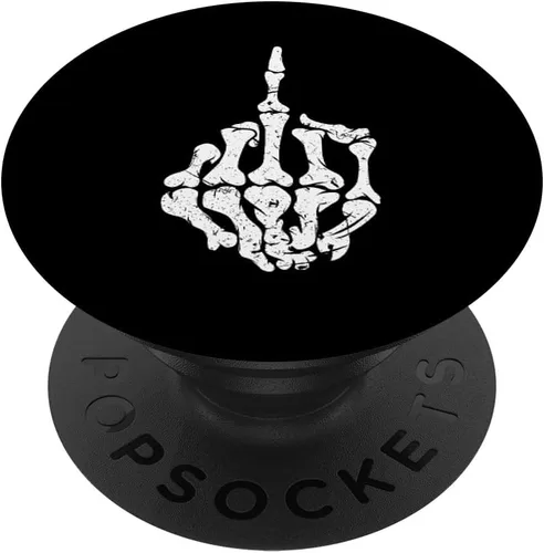 Vista 7 de PopSockets MagSafe PopGrip para iPhone con calavera de dedo medio ofensivo para motociclista