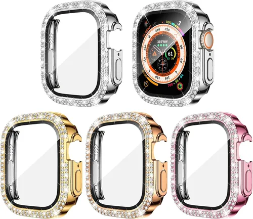 Vista 10 de Goton Paquete de 4 Fundas con Diamantes de Imitación para Apple Watch, Protector de 38mm para Series 3/2/1, Funda con Diamantes de Imitación