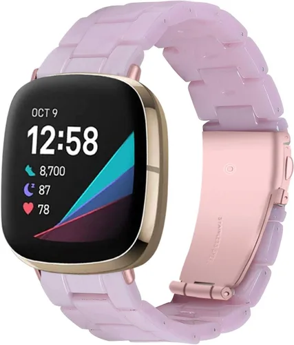 Vista 20 de Correa de reloj de resina compatible con Fitbit Versa 4/Sense 2/Versa 3/Sense 1, pulsera brazalete de moda ligera y ajustable de repuesto