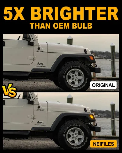 Vista 4 de Luces LED laterales compatibles con Jeep Wrangler TJ 1997-2006, luz intermitente ámbar ahumada, paquete de 2
