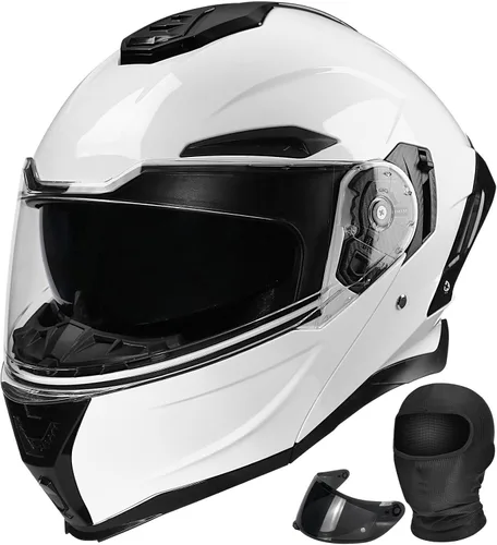 Vista 9 de Casco Moto Modular, Doble Visera Solar Antivaho y Visión 190°, Ventilación Multizona, Forro Extraíble Lavable, ABS Resistente DOT Homologado