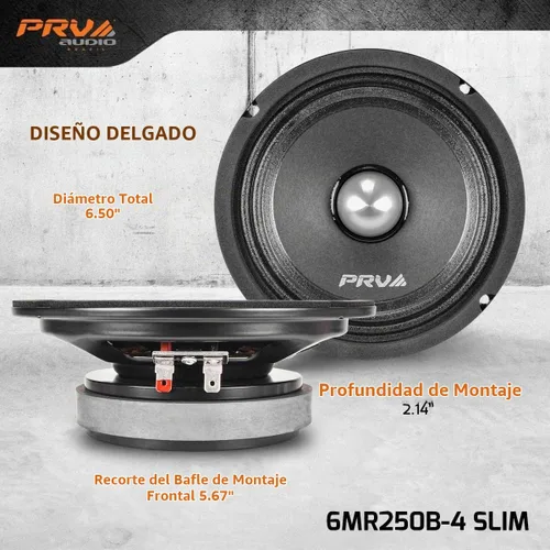 Vista 3 de PRV AUDIO Altavoz bala de rango medio poco profundo de 6.5 pulgadas 6MR250B-4 delgado, 250 vatios 4 ohmios altavoz delgado de audio para automóvil