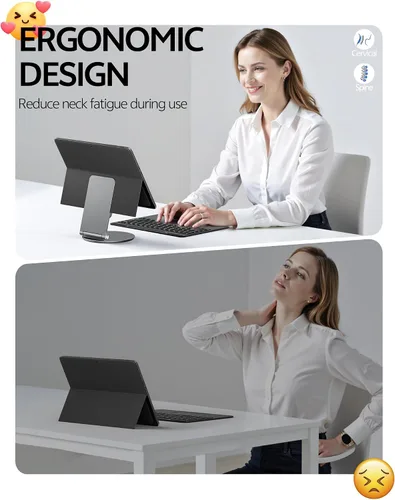 Vista 4 de LULULOOK Soporte para Surface Pro/Go - Base giratoria de aleación de aluminio de 360°, soporte plegable para tableta/elevador para Microsoft Surface